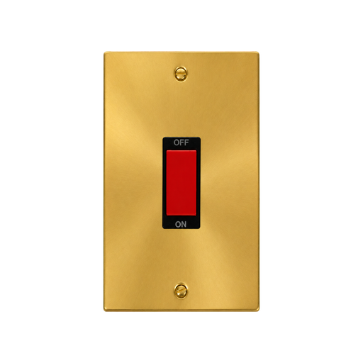 Front view of Click Deco Satin Brass 45A Cooker Switch