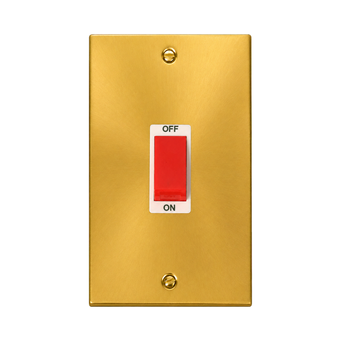 Click Deco Satin Brass 45A Cooker Switch VPSB202WH
