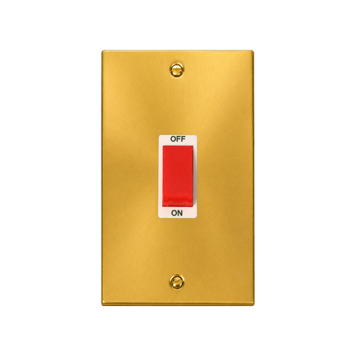 Front view of Click Deco Satin Brass 45A Cooker Switch