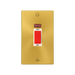 Front view of Click Deco Satin Brass 45A Cooker Switch with Neon