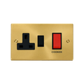 Click Deco Satin Brass 45A Cooker Switch with 13A Socket VPSB204BK