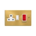 Click Deco Satin Brass 45A Cooker Switch with 13A Socket VPSB204WH