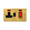 Click Deco Satin Brass 45A Cooker Switch with 13A Socket VPSB205BK