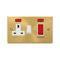 Click Deco Satin Brass 45A Cooker Switch with 13A Socket VPSB205WH
