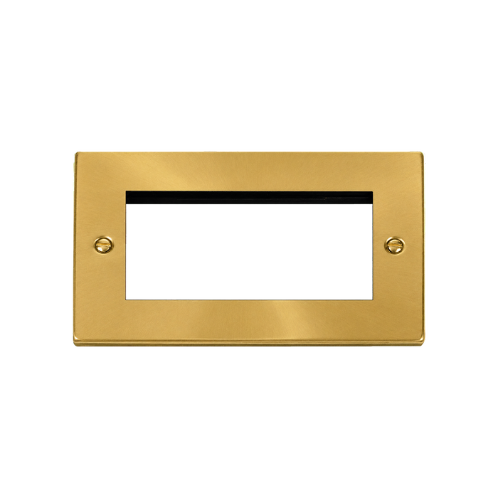 Click Deco Satin Brass Quad Aperture Media Module VPSB312