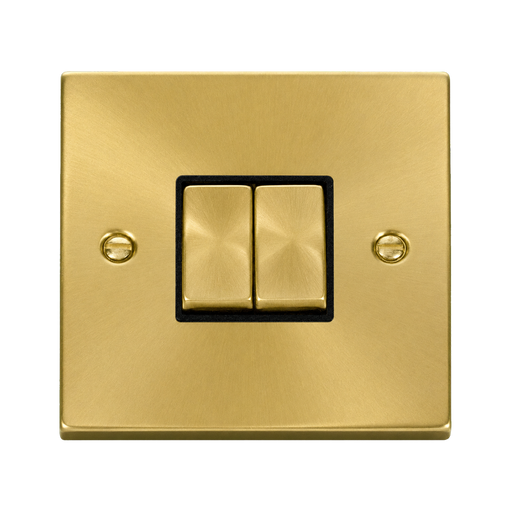 Front view of Click Deco Satin Brass 2W & Intermediate Switch