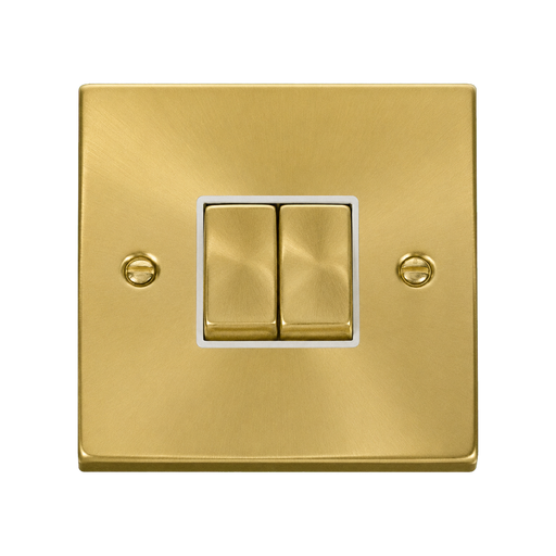 Front view of Click Deco Satin Brass 2W & Intermediate Switch