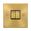 Click Deco Satin Brass 2G Light Switch VPSB412BK