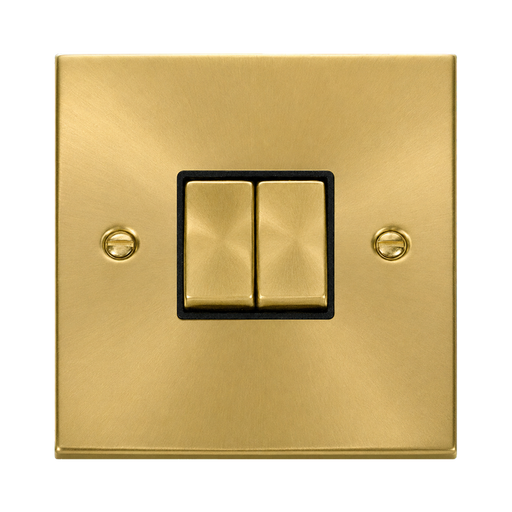 Click Deco Satin Brass 2G Light Switch VPSB412BK