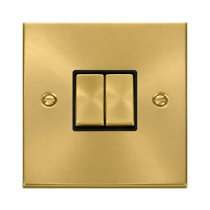 Click Deco Satin Brass 2G Light Switch VPSB412BK