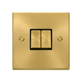 Click Deco Satin Brass 2G Light Switch VPSB412BK