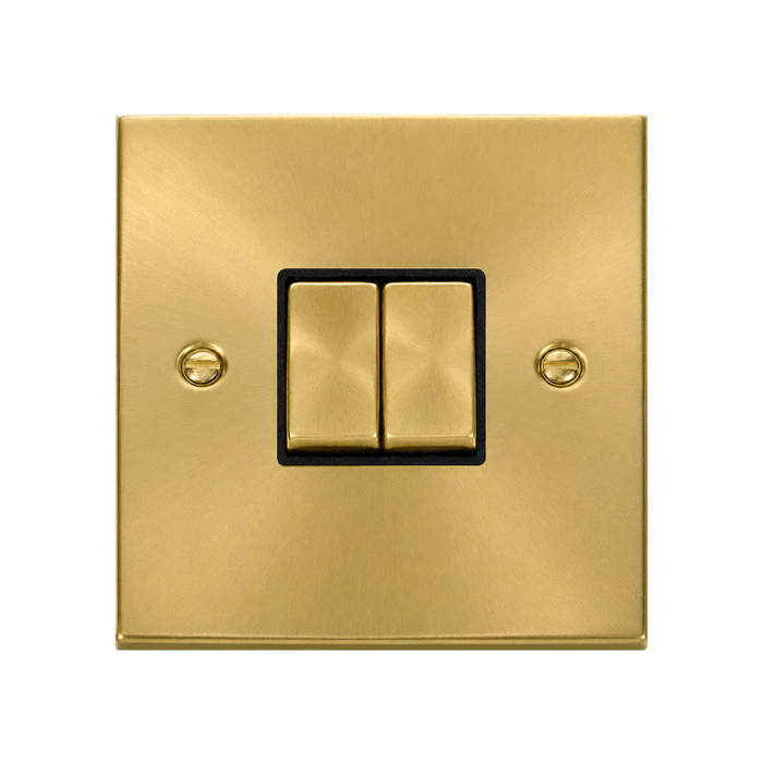 Click Deco Satin Brass 2G Light Switch VPSB412BK