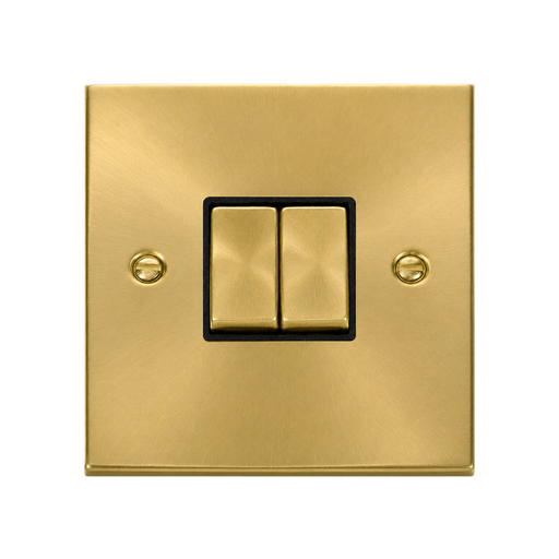 Front view of Click Deco Satin Brass 2G Light Switch