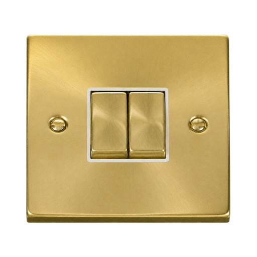 Click Deco Satin Brass 2G Light Switch VPSB412WH