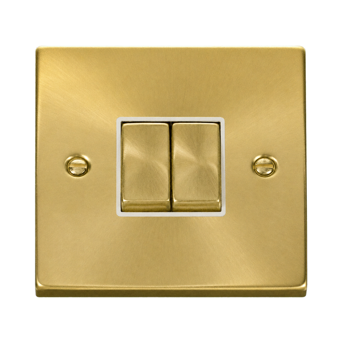Click Deco Satin Brass 2G Light Switch VPSB412WH