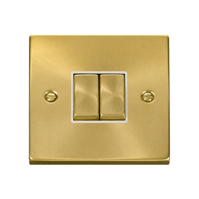 Click Deco Satin Brass 2G Light Switch VPSB412WH