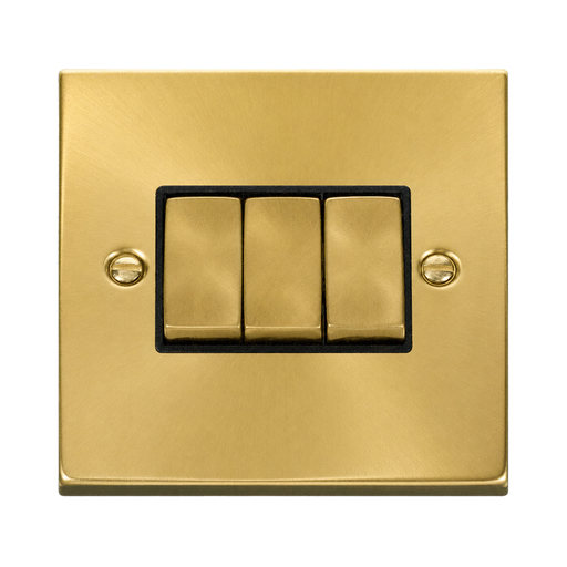 Click Deco Satin Brass 3G Light Switch VPSB413BK