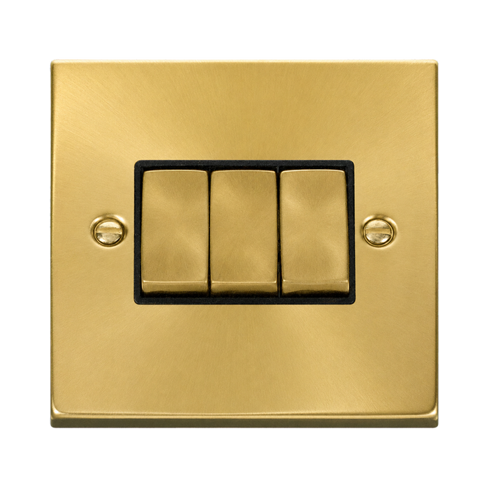 Click Deco Satin Brass 3G Light Switch VPSB413BK
