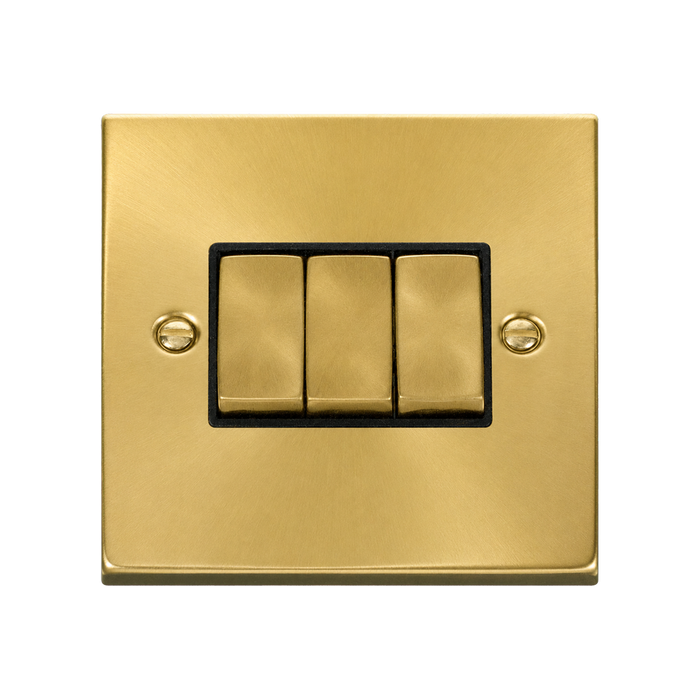 Click Deco Satin Brass 3G Light Switch VPSB413BK