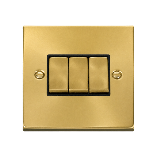 Front view of Click Deco Satin Brass 3G Light Switch