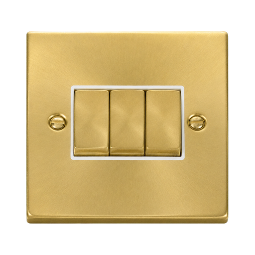 Click Deco Satin Brass 3G Light Switch VPSB413WH