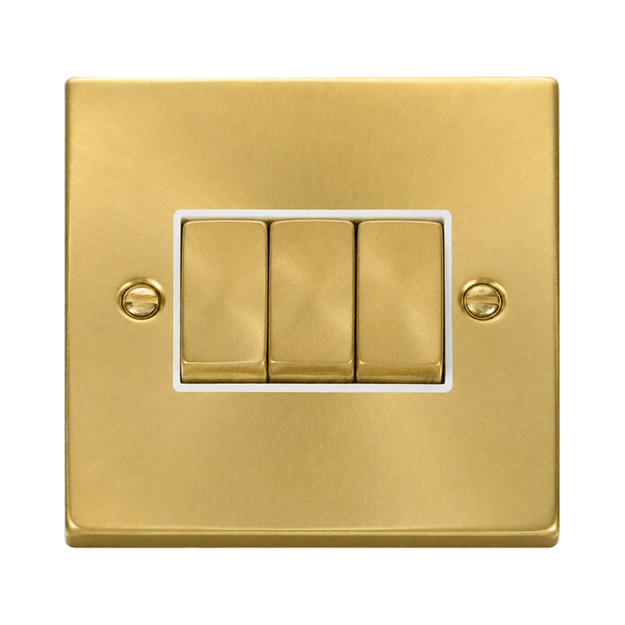 Click Deco Satin Brass 3G Light Switch VPSB413WH