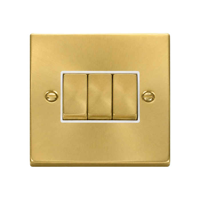 Click Deco Satin Brass 3G Light Switch VPSB413WH