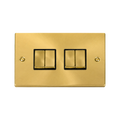 Click Deco Satin Brass 4G Light Switch VPSB414BK