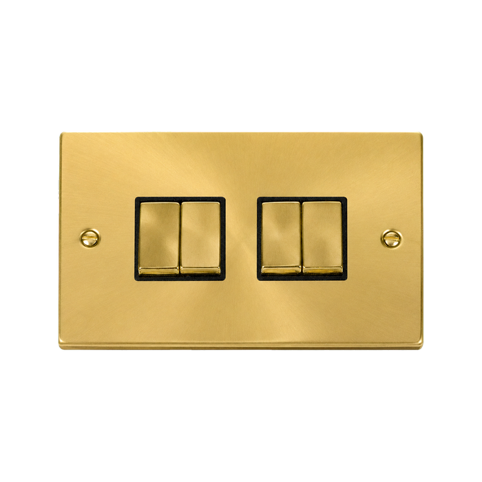 Click Deco Satin Brass 4G Light Switch VPSB414BK