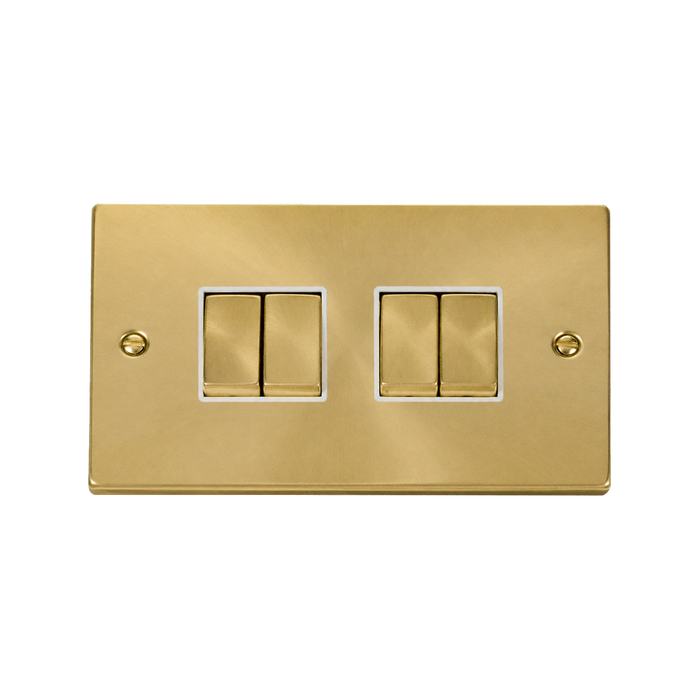Click Deco Satin Brass 4G Light Switch VPSB414WH