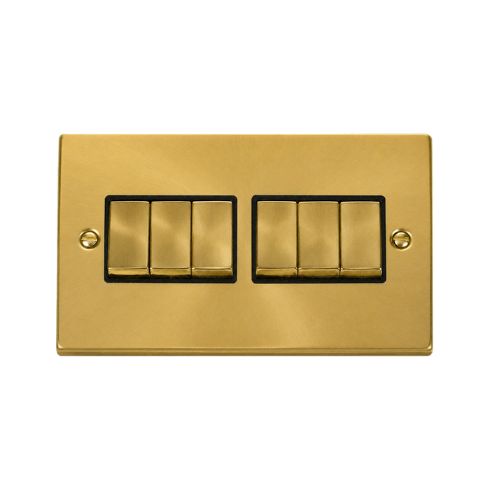 Click Deco Satin Brass 6G Light Switch VPSB416BK
