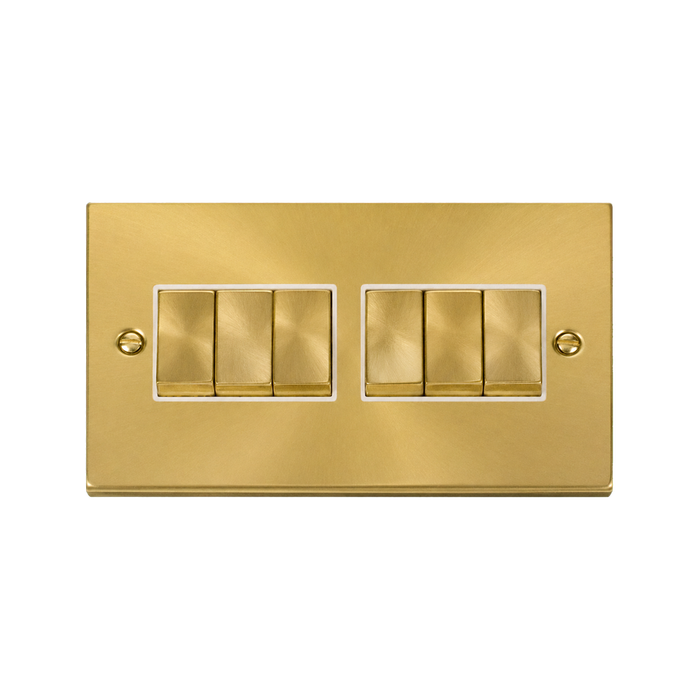 Click Deco Satin Brass 6G Light Switch VPSB416WH