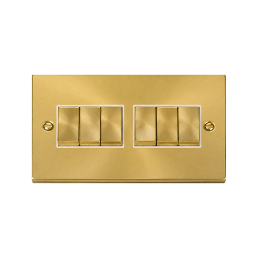 Front view of Click Deco Satin Brass 6G Light Switch