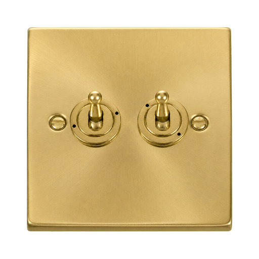 Click Deco Satin Brass 2G Toggle Switch VPSB422
