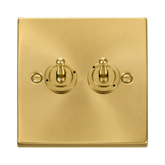 Click Deco Satin Brass 2G Toggle Switch VPSB422