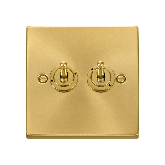 Click Deco Satin Brass 2G Toggle Switch VPSB422