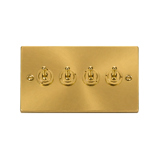 Front view of Click Deco Satin Brass 4G Toggle Switch