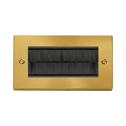 Front view of Click Deco Satin Brass 4G Cable Brush Outlet