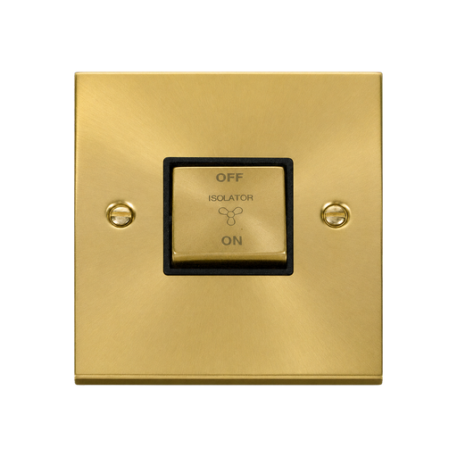 Front view of Click Deco Satin Brass 10A Fan Isolator Switch