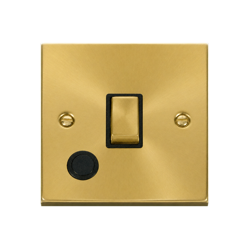 Front view of Click Deco Satin Brass 20A Double Pole Switch with Flex