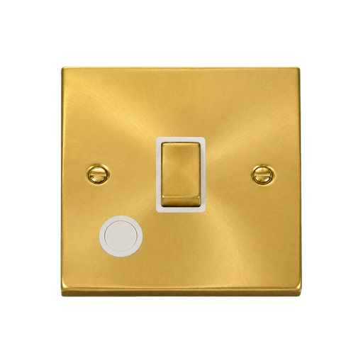 Front view of Click Deco Satin Brass 20A Double Pole Switch with Flex