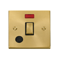 Click Deco Satin Brass 20A Double Pole Switch with Neon and Flex VPSB523BK