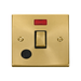 Front view of Click Deco Satin Brass 20A Double Pole Switch with Neon and Flex