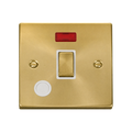 Click Deco Satin Brass 20A Double Pole Switch with Neon and Flex VPSB523WH