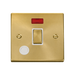 Front view of Click Deco Satin Brass 20A Double Pole Switch with Neon and Flex