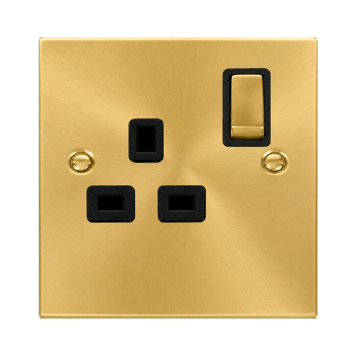 Click Deco Satin Brass 13A Single Socket VPSB535BK