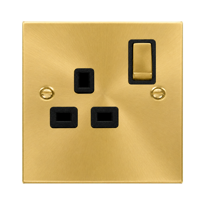 Click Deco Satin Brass 13A Single Socket VPSB535BK