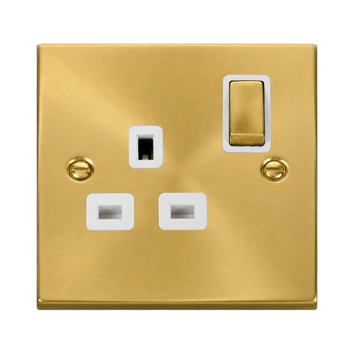 Click Deco Satin Brass 13A Single Socket VPSB535WH