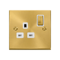 Click Deco Satin Brass 13A Single Socket VPSB535WH