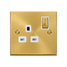 Front view of Click Deco Satin Brass 13A Single Socket